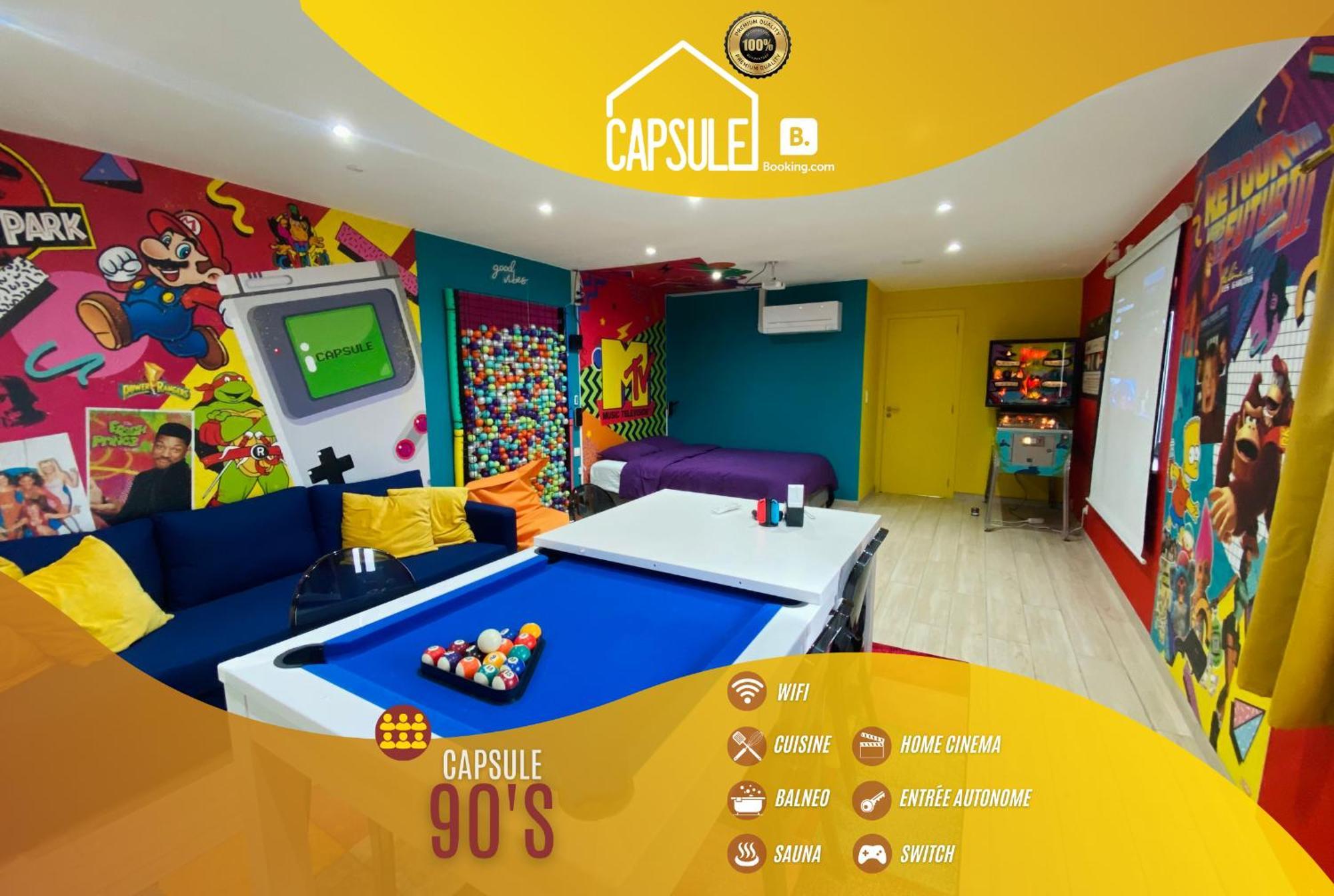 Capsule 90'S - Balneo - Sauna - Flipper - Billard - Netflix - Nintendo Switch & Jeux - Монс Екстер'єр фото